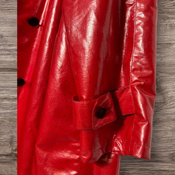 Stunning Vintage Saville Coated Canvas Swing Jacket Polka Dot RED/ NAVY - Picture 5 of 7